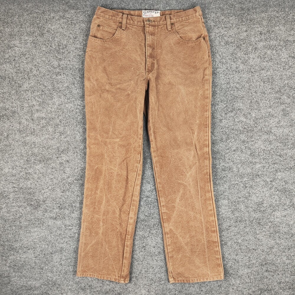 Schaefer Jeans Mens 33x30 Brown Canvas Regular Straight Western Ranch Pants 1800